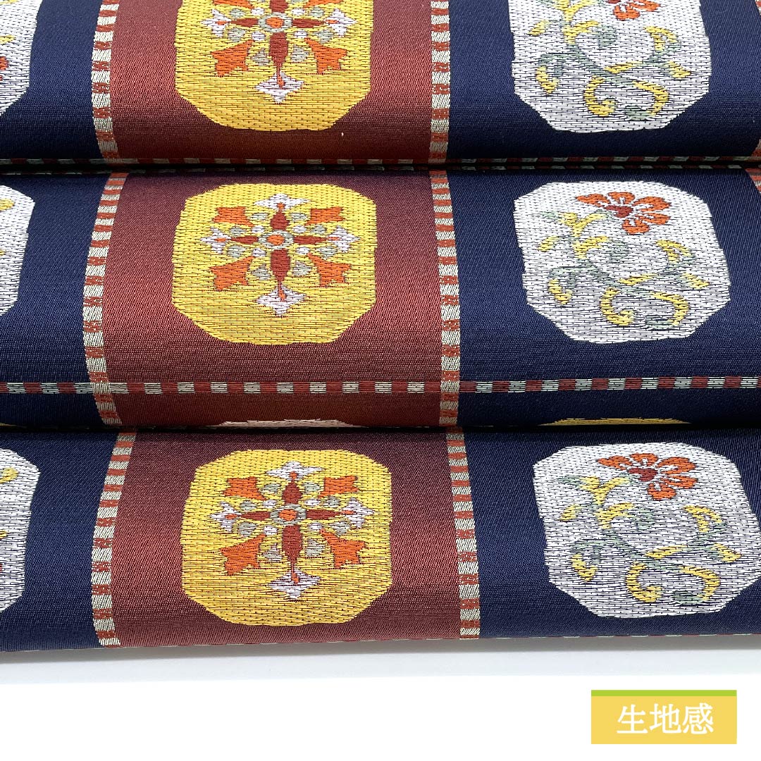 名古屋帯 正絹 蘇芳色（すおういろ） 市松 抽象花模様 帯丈358cm Sランク 六通 カジュアル 茶系 1124006412314 名古屋仕立て