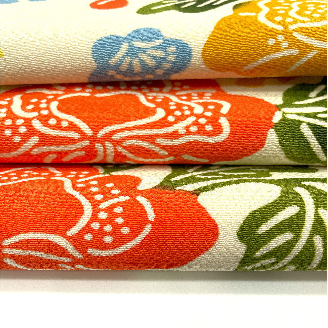 名古屋帯 型染 染め帯 花鳥模様 帯丈378cm 正絹 Aランク 全通 カジュアル クリーム系 1124002033315