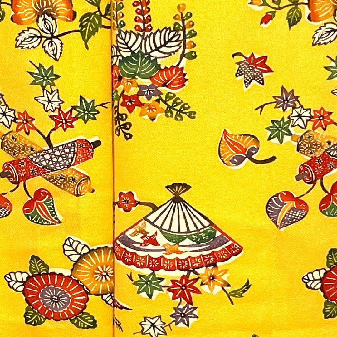 小紋 身丈156.5cm 裄丈64cm 袷  紅型  正絹 Aランク 黄系 1115002033323