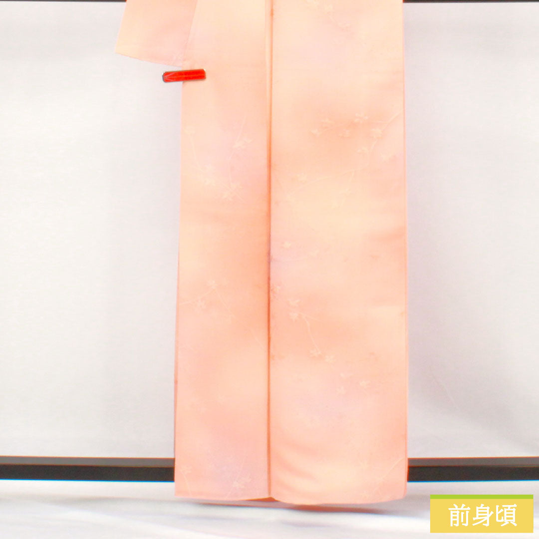 小紋 正絹 Sランク 身丈161.5cm 裄丈64.5cm 袷 ボカシ染 枝花 一つ紋 木瓜 グラデーション系 1115007672499