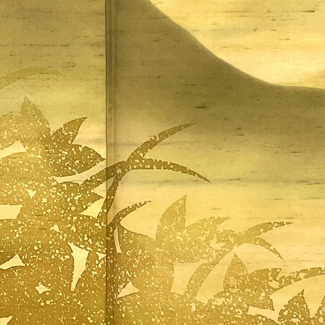 訪問着 袷 身丈157cm 裄丈63cm 牛首紬 遠山 草葉模様 正絹 Sランク 黄系 1112000522323