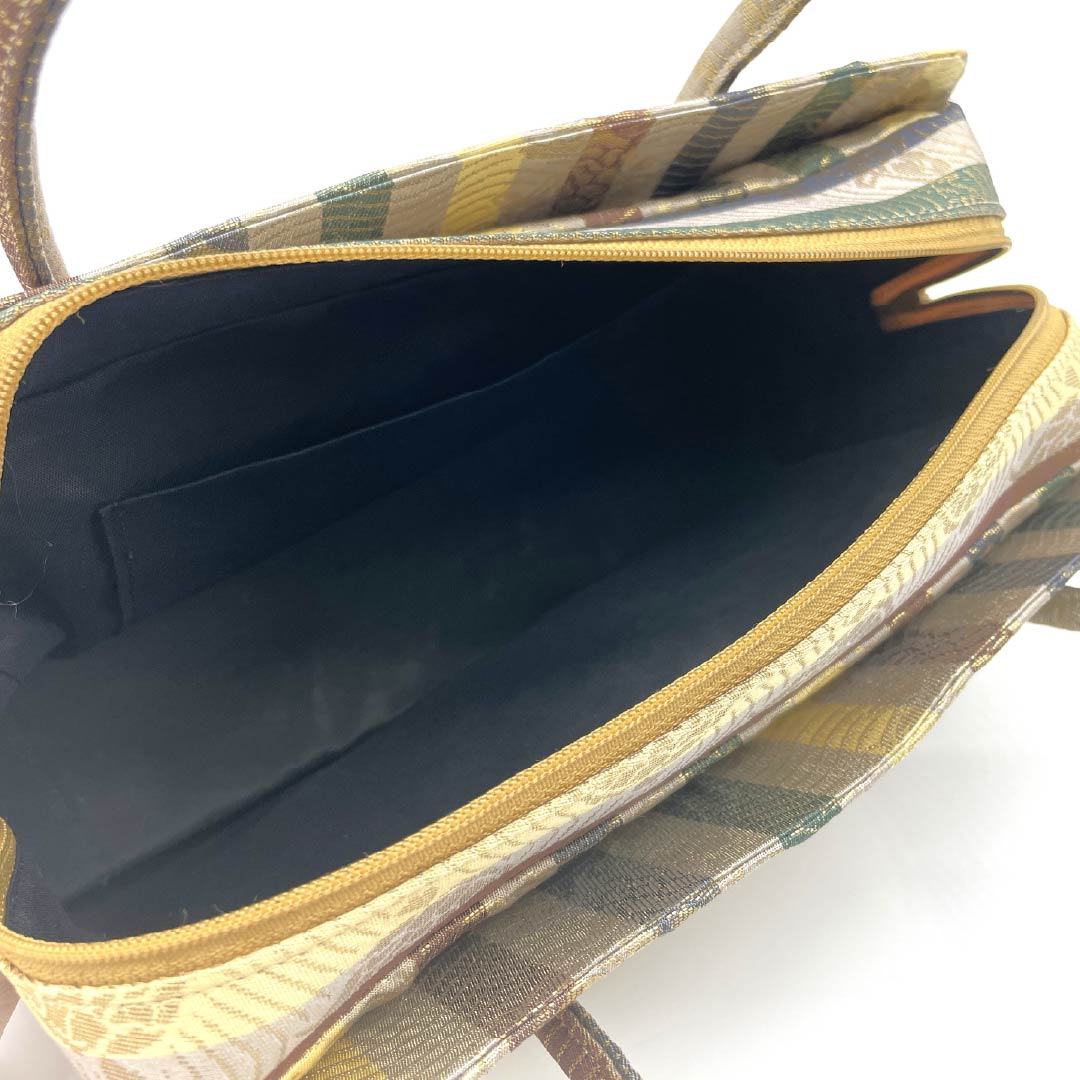 Casual Japanese style bag, silk grey, Rikyu bag, rough sea pattern, classic design, grey, S rank, 113900058222