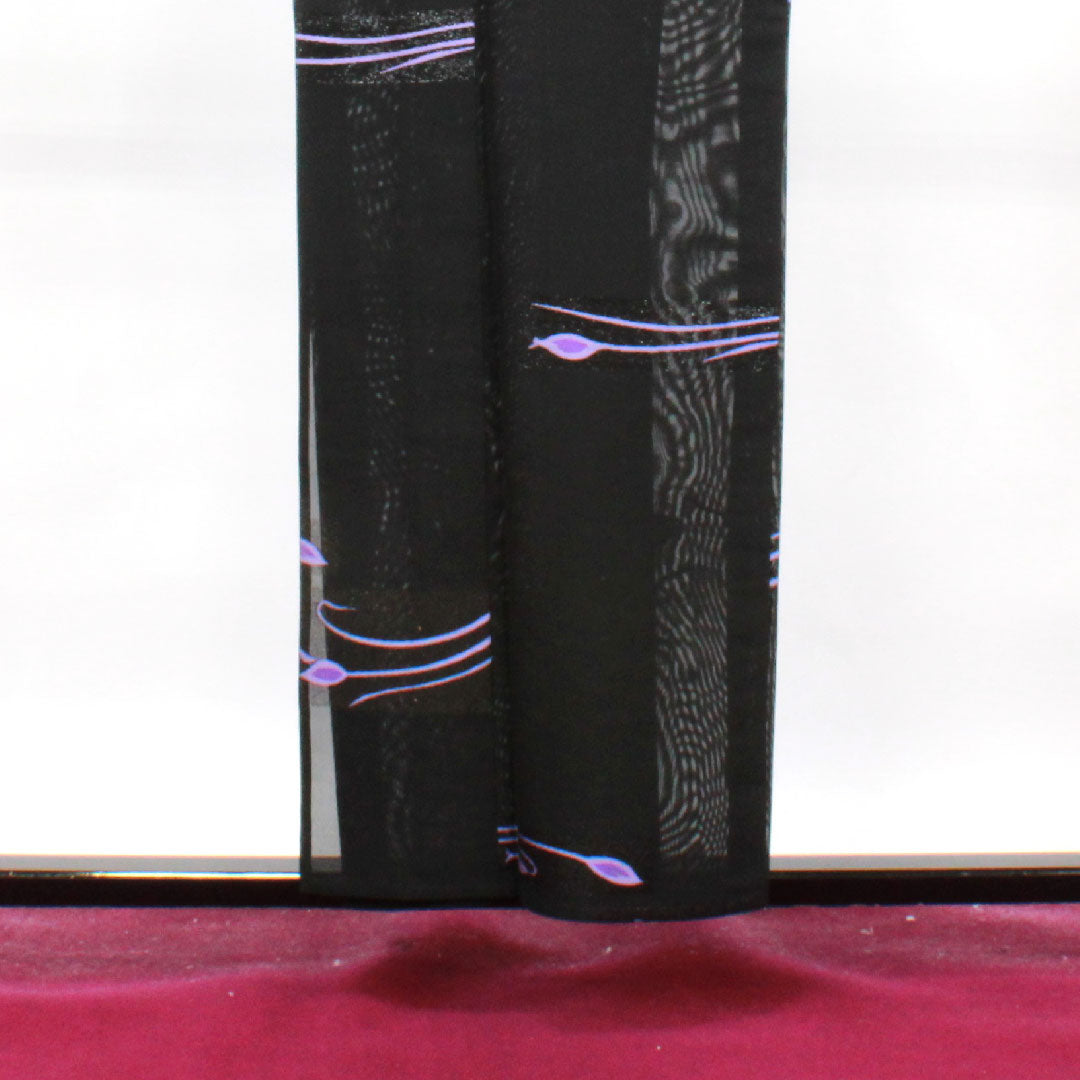 Summer pure silk tsumugi length 155cm sleeve length 62.5cm abstract pattern gauze rank S black 1132000932310
