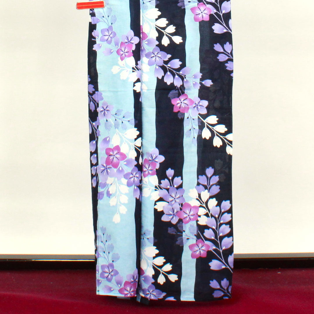 浴衣 藤 桔梗 木綿 Sランク 単衣 身丈164cm 裄丈65cm グラデーション系 1118003252499
