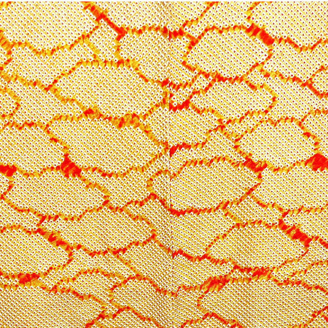 羽織 身丈81.5cm 裄丈63.5cm 鉛丹色 絞り 抽象模様 正絹 Sランク 袷 朱系 1117000312916