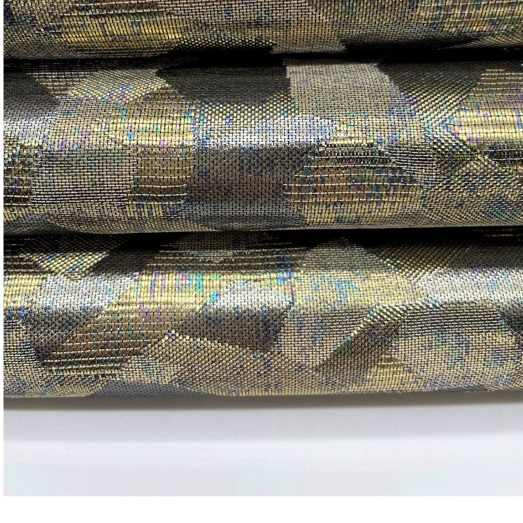 袋帯 金色 幾何学模様 帯丈434cm 正絹 Sランク 六通 フォーマル 金系 1123005242321