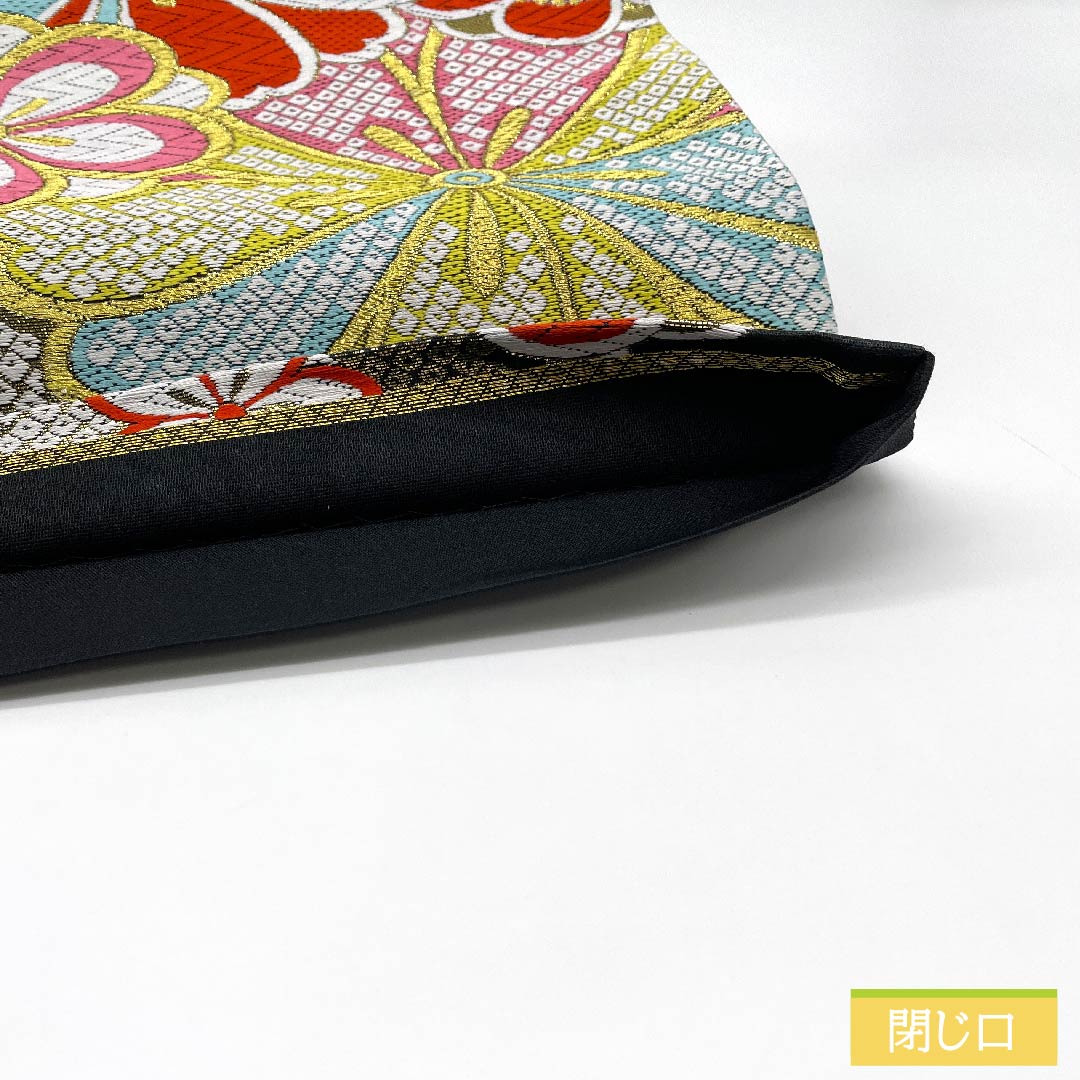 袋帯 正絹 黒色（くろいろ） ねじり梅 ねじり桜 鹿の子 帯丈444cm Sランク 六通 フォーマル 黒系 1123011612310