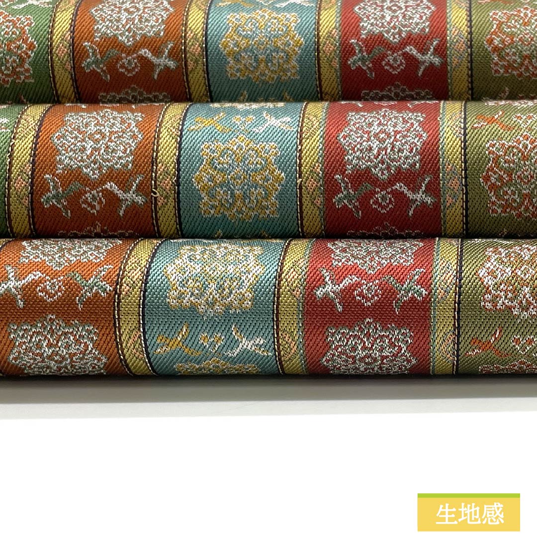 Nagoya obi, pure silk, Tatsumura Art Textiles, Karahana double bird long spotted brocade pattern, obi length 350cm, S rank, full length, semi-formal, gradation style, 1124007142399, open tailoring