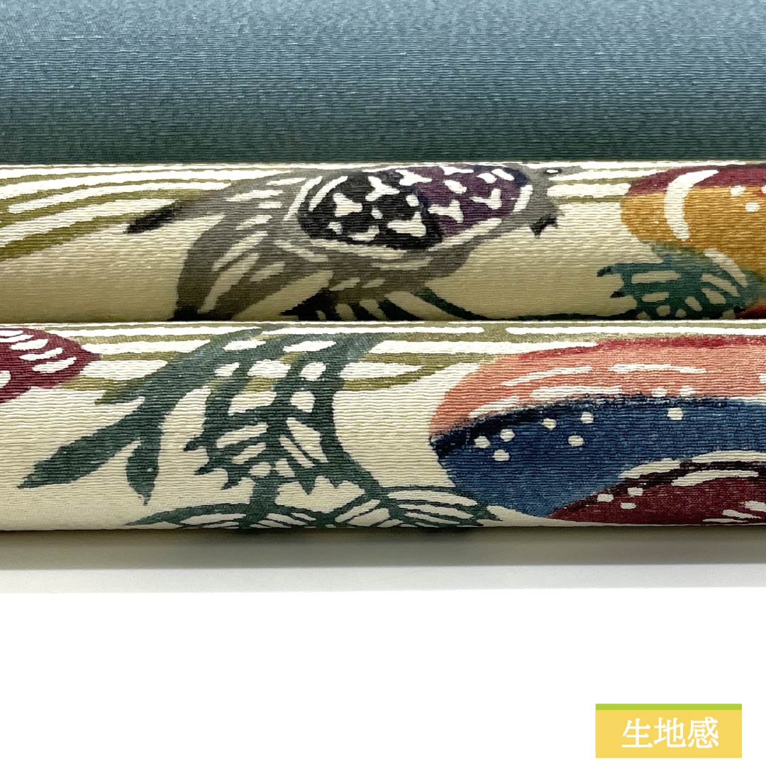 Nagoya obi, natural color, Kyoto Bingata, bird, Bingata-style pattern, obi length 336cm, pure silk, A rank, six-pass, casual, cream-colored, 1124007133315, open-fitting