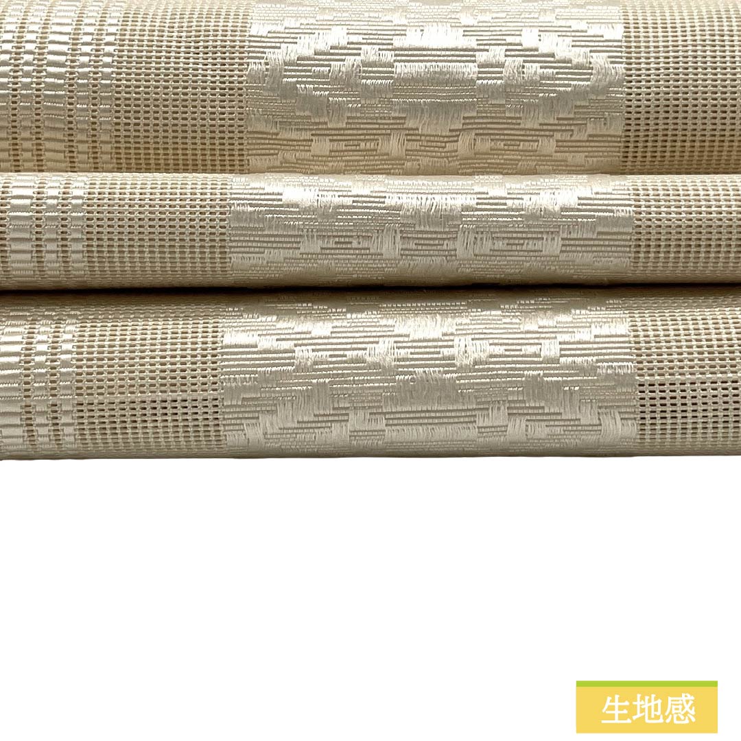 名古屋帯 正絹 Sランク 開き仕立て 練色（ねりいろ） 博多織 献上柄 夏帯 帯丈366cm 全通 カジュアル クリーム系 1124014452315