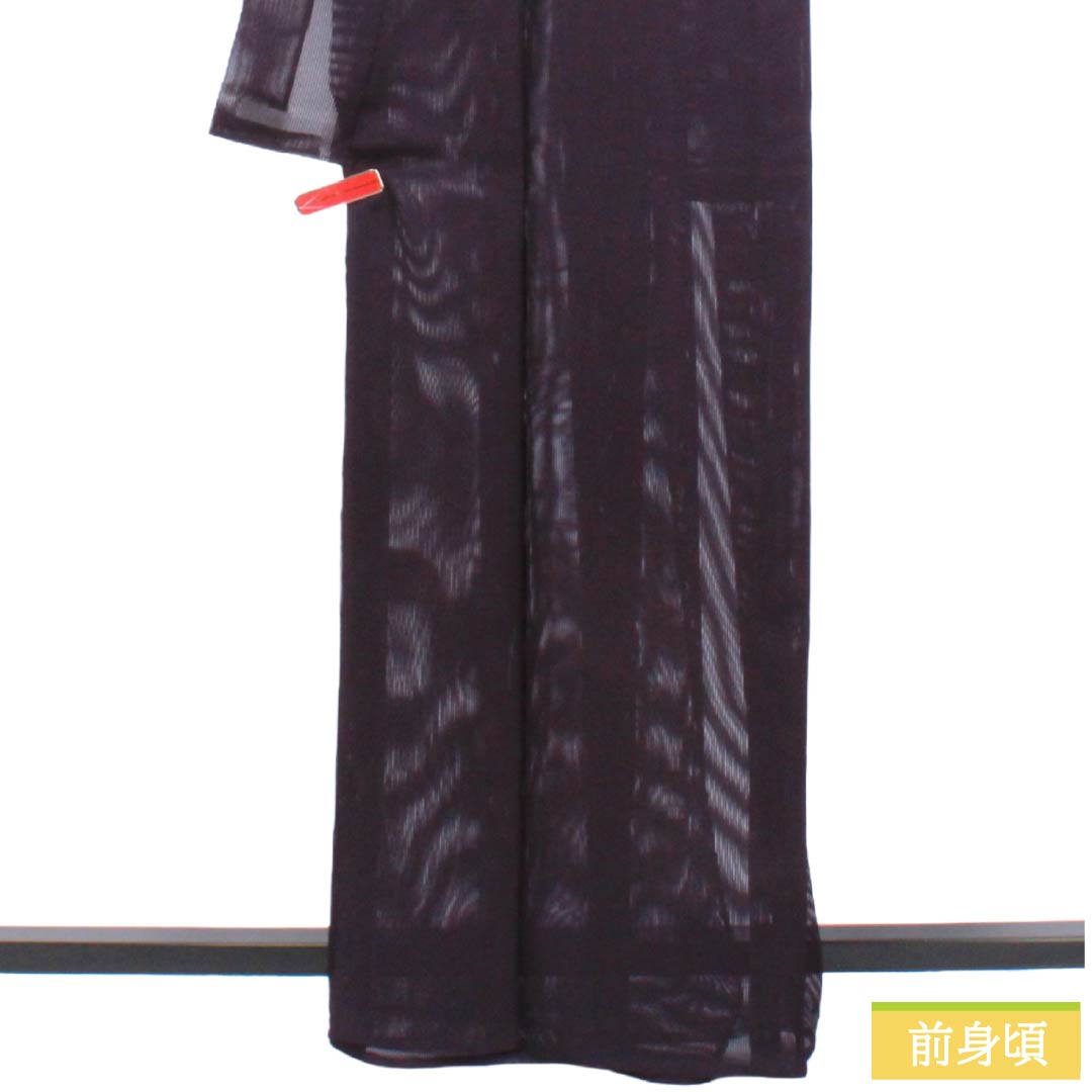 夏物 ポリエステル 色無地 Sランク 身丈164cm 裄丈64.5cm 紫黒色（しこくしょく） 洗える着物 素無地 絽 紫系 1132004192420