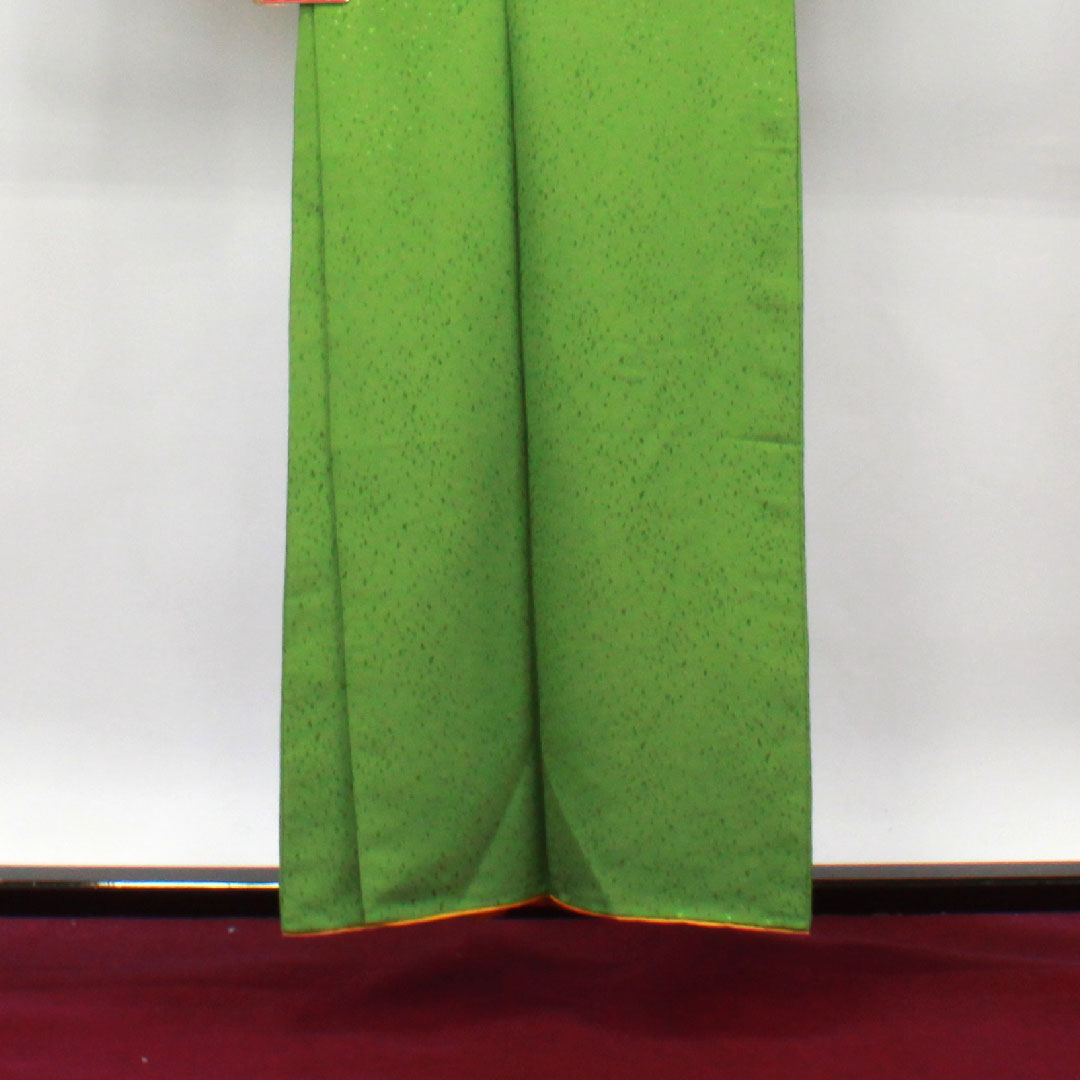 色無地 ポリエステル 常盤色 洗える着物  身丈156cm 裄丈63cm 袷  Sランク 緑系 1114001072319