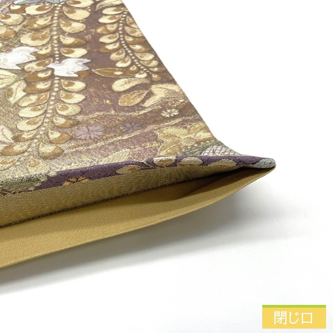 Formal, S-Rank Silk Obi with Tsujigahana Pattern, Puffed Weave, Cloud Pattern, and Aoi Pattern, Length 444cm, Six-Ply, Gradient Color, Product Number: 1123015252399