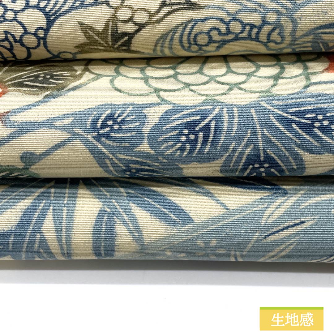 Nagoya obi, natural color (kinariiro), stencil dyeing, Shippo, bamboo, obi length 365cm, pure silk, S rank, full length, casual, cream color, 1124008282315, Nagoya style