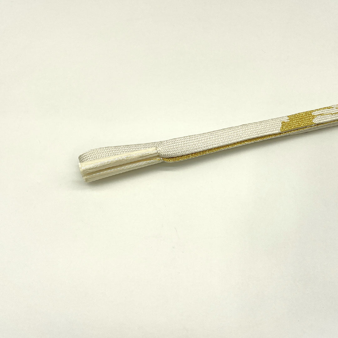 （新古品） 帯締め・帯揚げセット 正絹 NEWランク 白色（しろいろ） 乳白色（にゅうはくしょく） 古典柄 鶴 長さ約160cm 幅約1.7cm フォーマル 白系 1141000461311