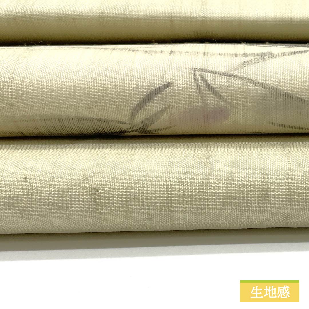 名古屋帯 正絹 利休白茶色（りきゅうしらちゃいろ） 夏帯 染め帯 てっせん 帯丈371cm Sランク ポイント柄 セミフォーマル クリーム系 1124006852315 名古屋仕立て