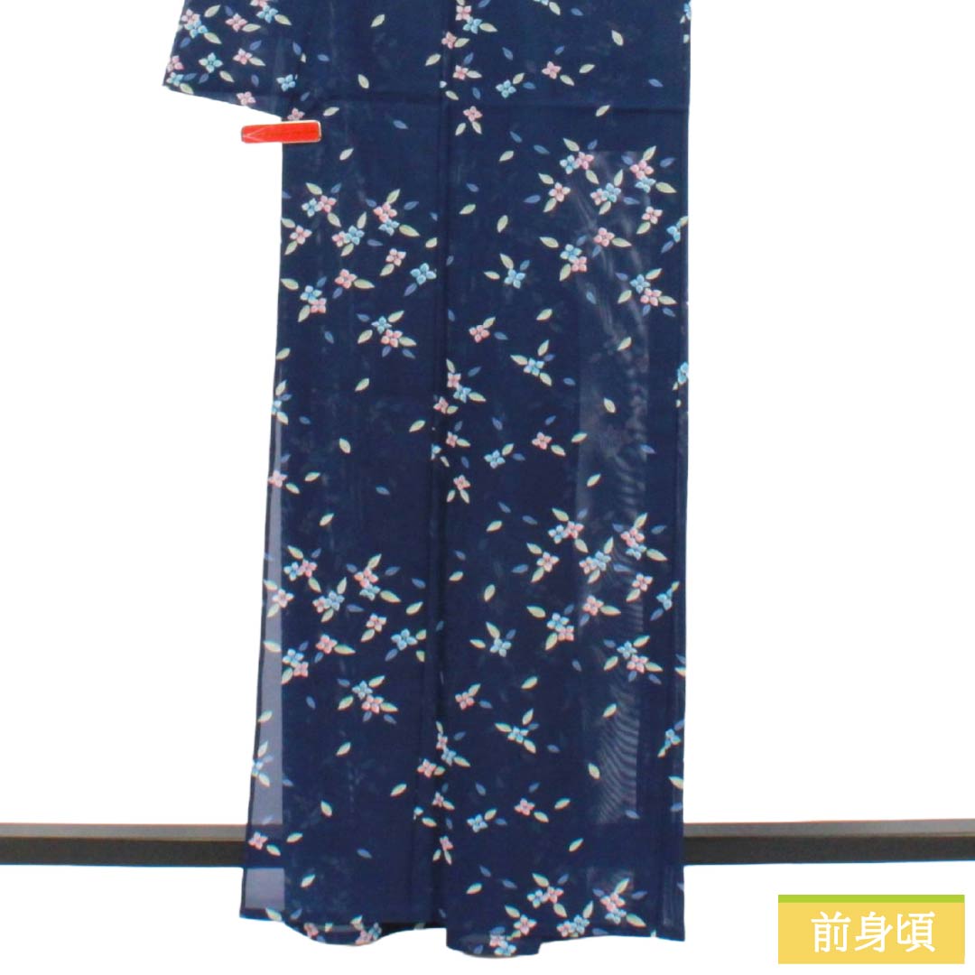 リサイクル着物】夏物 ポリエステル 小紋 Sランク 身丈162.5cm 裄丈