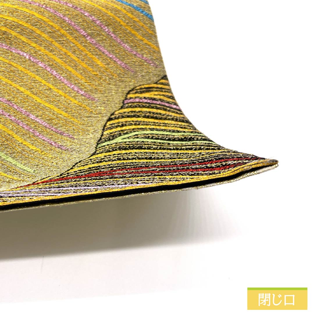 袋帯 正絹 振袖用 抽象模様 帯丈436cm Sランク 六通 フォーマル 金系 1123013572321