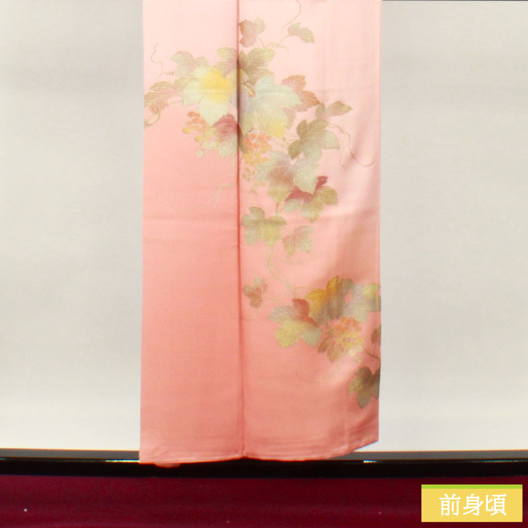 訪問着 正絹 袷 身丈152.5cm 裄丈63.5cm 曙色（あけぼのいろ） 金彩友禅 和田光正 草花模様 Sランク ピンク系 1112004782213