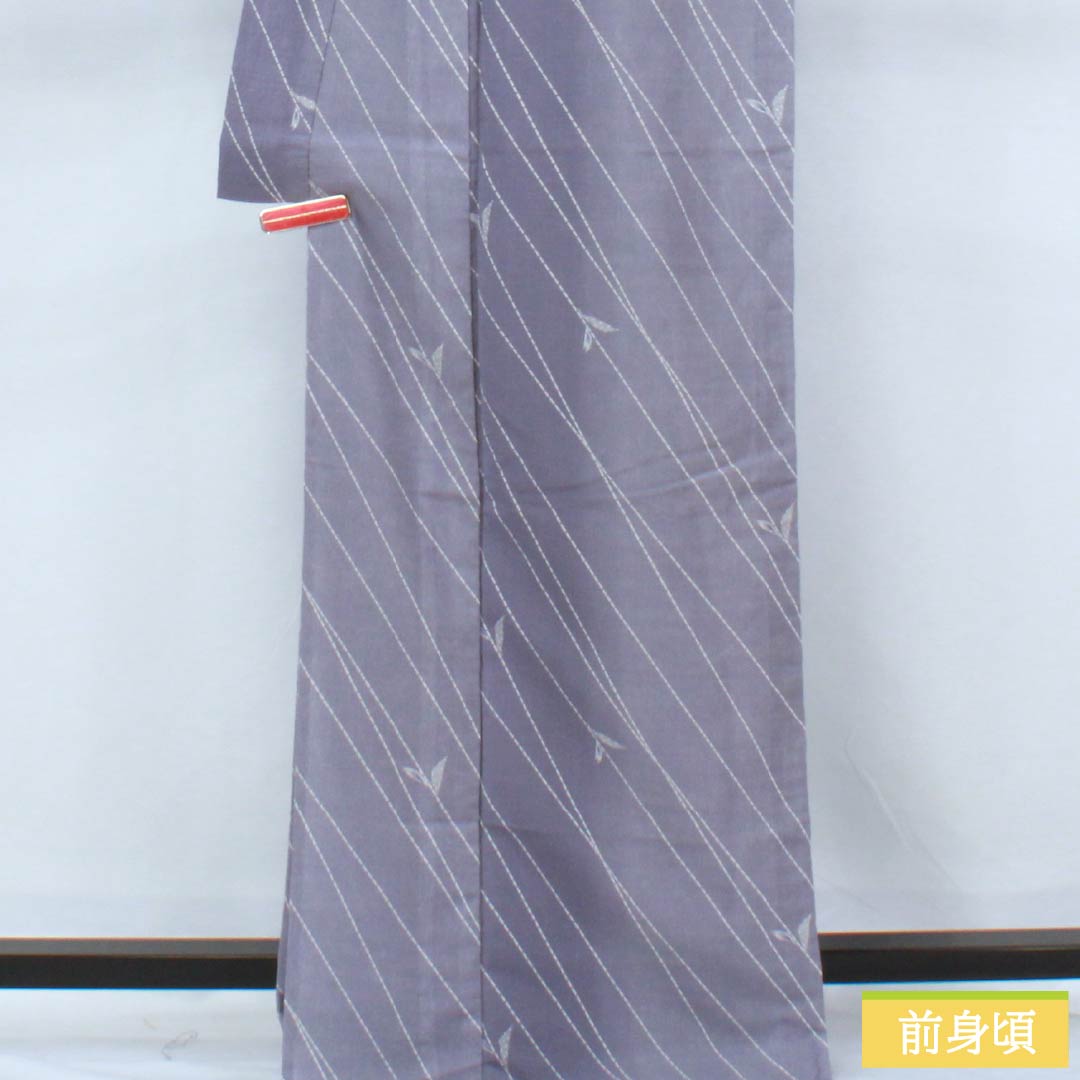 夏物 ポリエステル 小紋 身丈171.5cm 裄丈67cm 相思鼠色（そうしねずいろ） 抽象模様 洗える着物 紗 Sランク グレー系 1132002572622