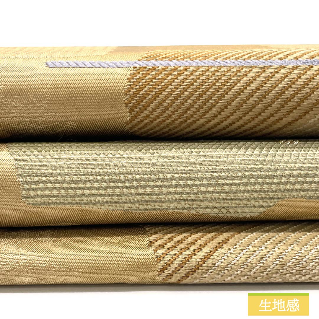 名古屋帯 東京白茶色（とうきょうしらちゃいろ） 作家物 抽象模様 帯丈361cm 正絹 Sランク ポイント柄 セミフォーマル ベージュ系 1124008402325 名古屋仕立て