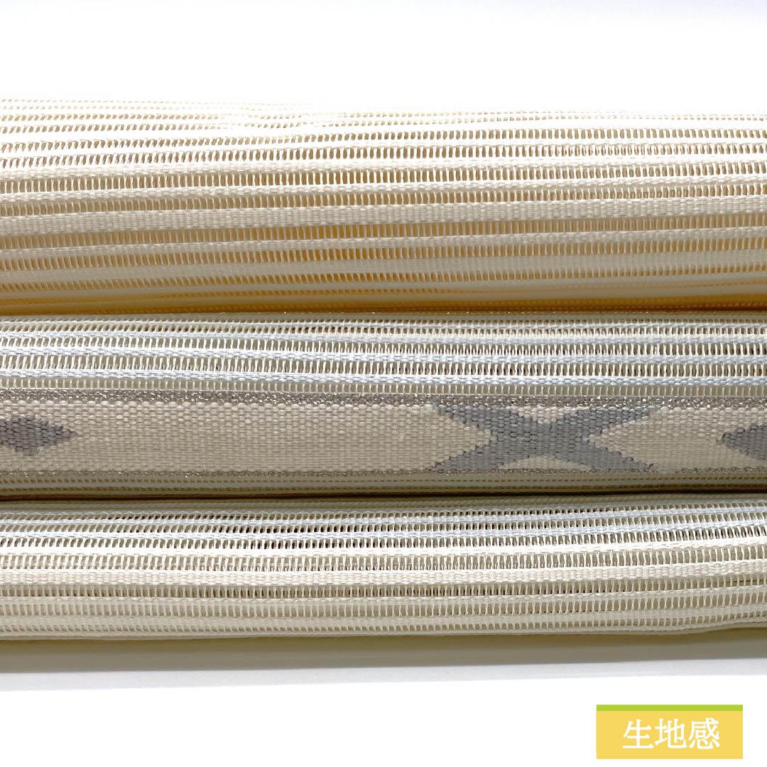 名古屋帯 正絹 生成り色（きなりいろ） 夏帯 抽象模様 帯丈367cm Sランク ポイント柄 セミフォーマル クリーム系 1124008562315 松葉仕立て