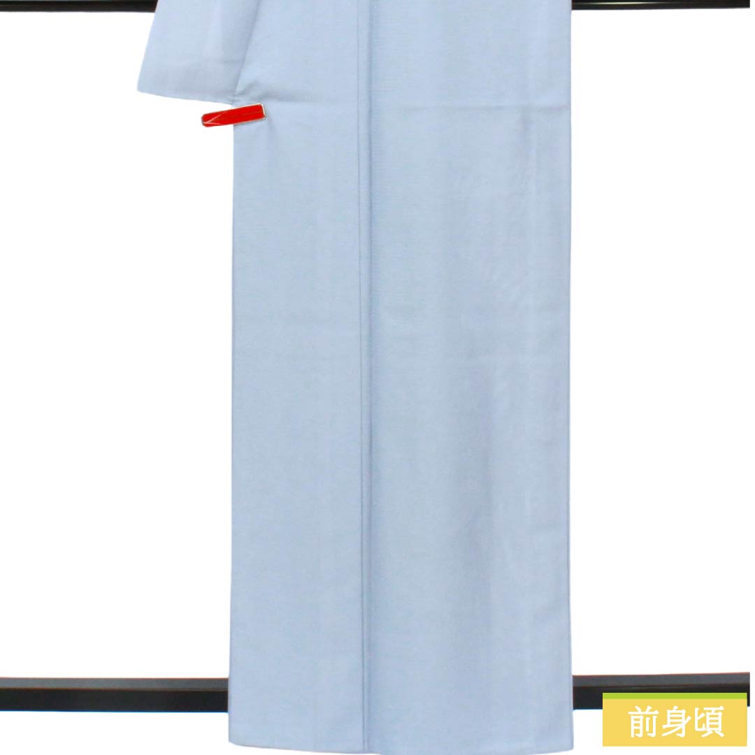 夏物 ポリエステル 色無地 Aランク 身丈161cm 裄丈63cm 白銅色（はくどういろ） 洗える着物 素無地 一つ紋 絽 グレー系 1132006793422