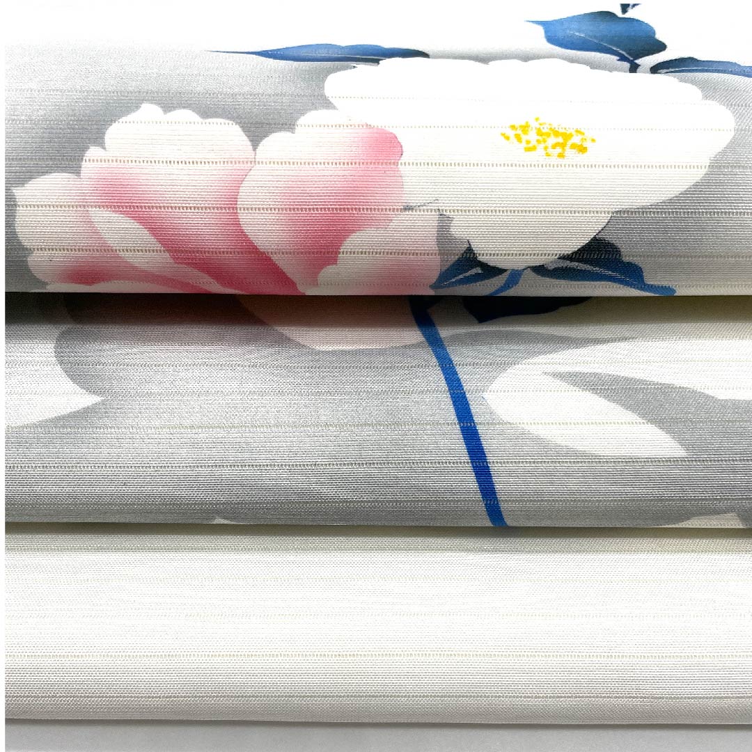 名古屋帯 白色 夏帯 絽 牡丹 染帯 帯丈373cm 正絹 Bランク ポイント柄 カジュアル 白系 1124004504311  名古屋仕立て