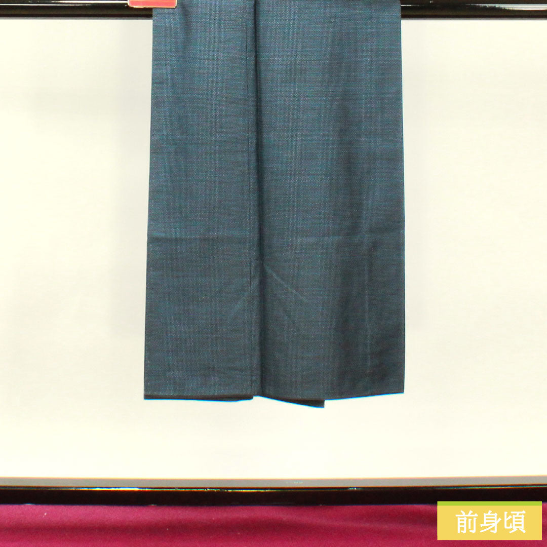 男物 正絹 身丈139.5cm 裄丈66.5cm 大島紬 100亀甲 亀甲模様 Sランク 袷 紺系 1119000812318