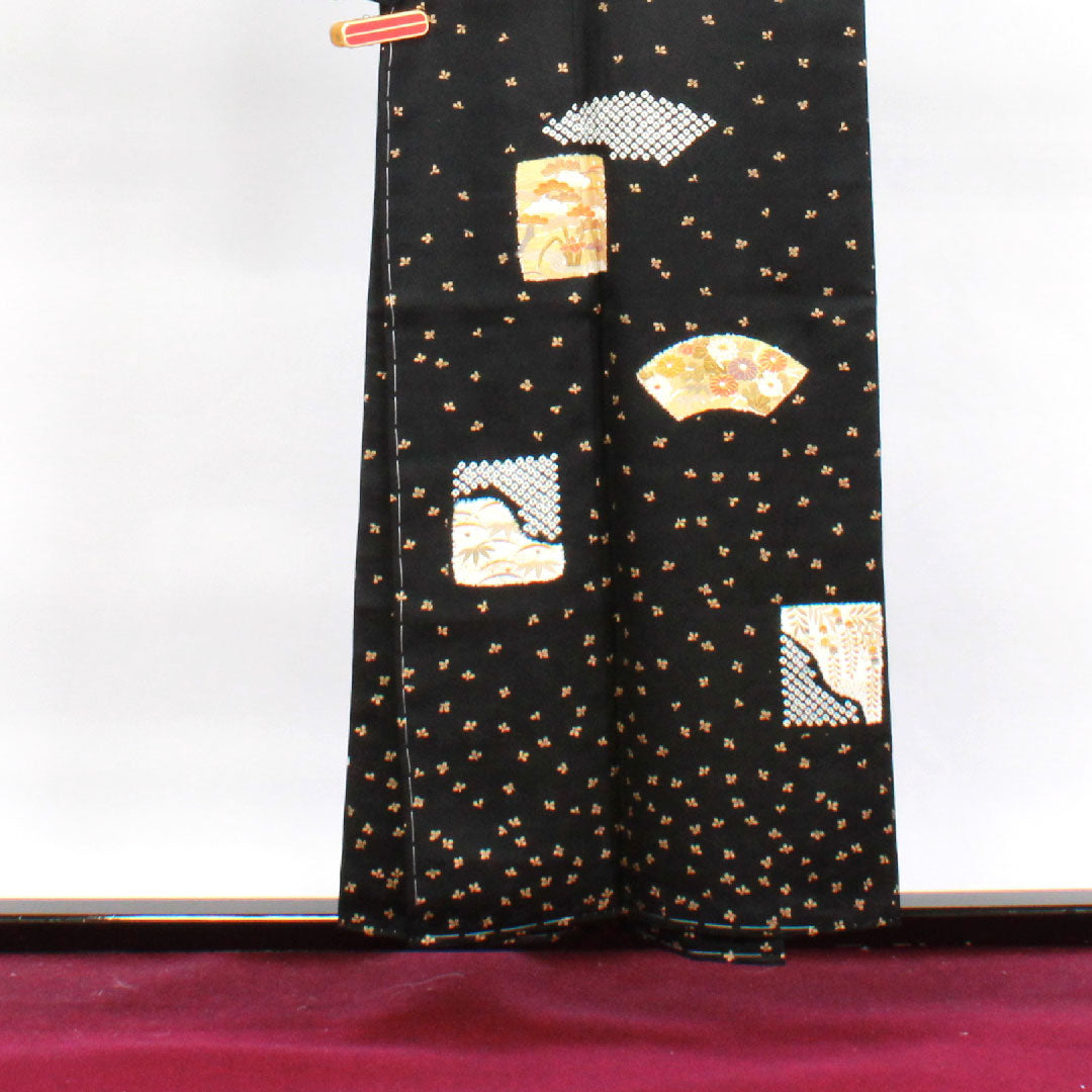 訪問着 袷 身丈155cm 裄丈61.5cm しつけ糸付き 未使用品 京友禅 吉祥文様 正絹 Sランク 黒系 1112002662310