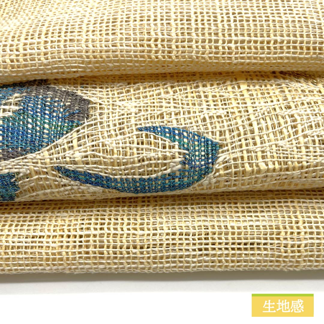 名古屋帯 正絹 東京白茶色（とうきょうしらちゃいろ） 夏帯 菖蒲 帯丈366cm Sランク ポイント柄 セミフォーマル ベージュ系 1124006742325 名古屋仕立て