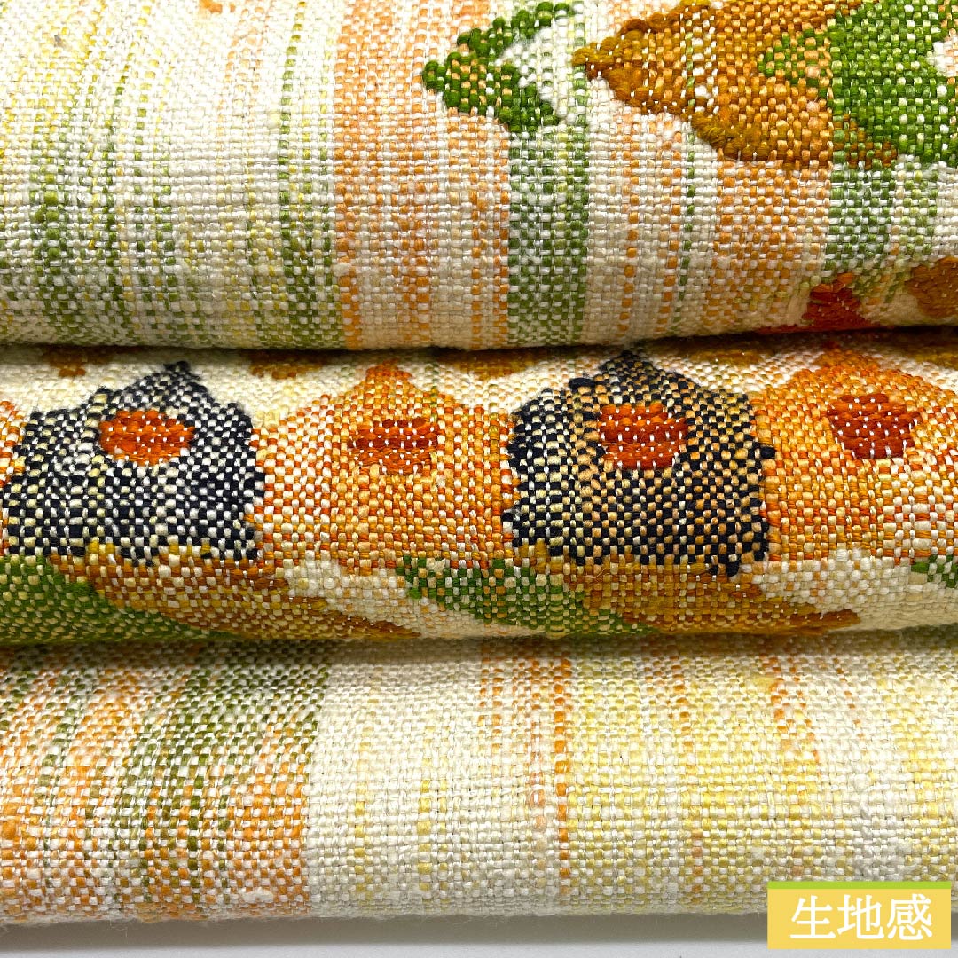 名古屋帯 生成り色 ギリシャ模様 紬地 帯丈353.5cm 正絹 Sランク ポイント柄 カジュアル クリーム系 1124005992315  松葉仕立て