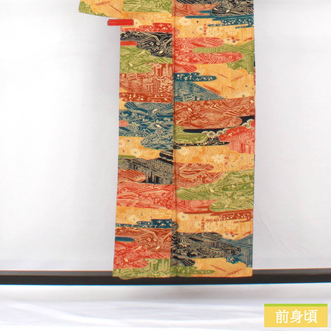 Komon, pure silk, length 153cm, sleeve length 63cm, lined, stencil dyeing, cloud pattern, classic pattern, half collar, A rank, gradation style, 1115005533299