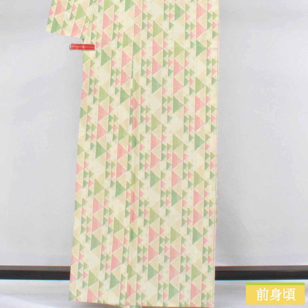 紬 正絹 Sランク 身丈163.5cm 裄丈66cm 白百合色（しらゆりいろ） 鱗 単衣 白系 1116004252411