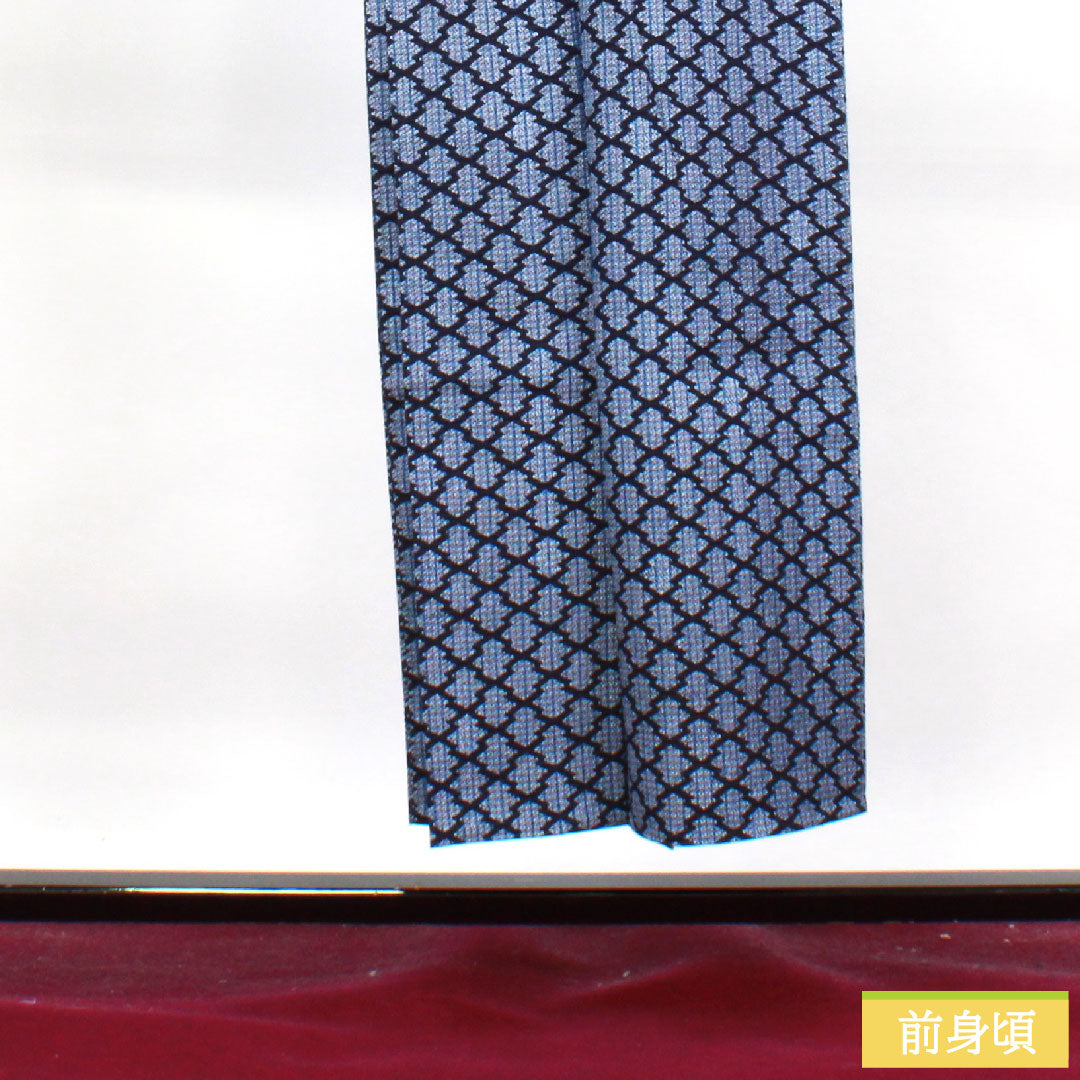 浴衣 木綿 身丈149cm 裄丈61cm Sランク 単衣 紺系 濃紺色（のうこんいろ） リップル 幾何学模様  1118004502118