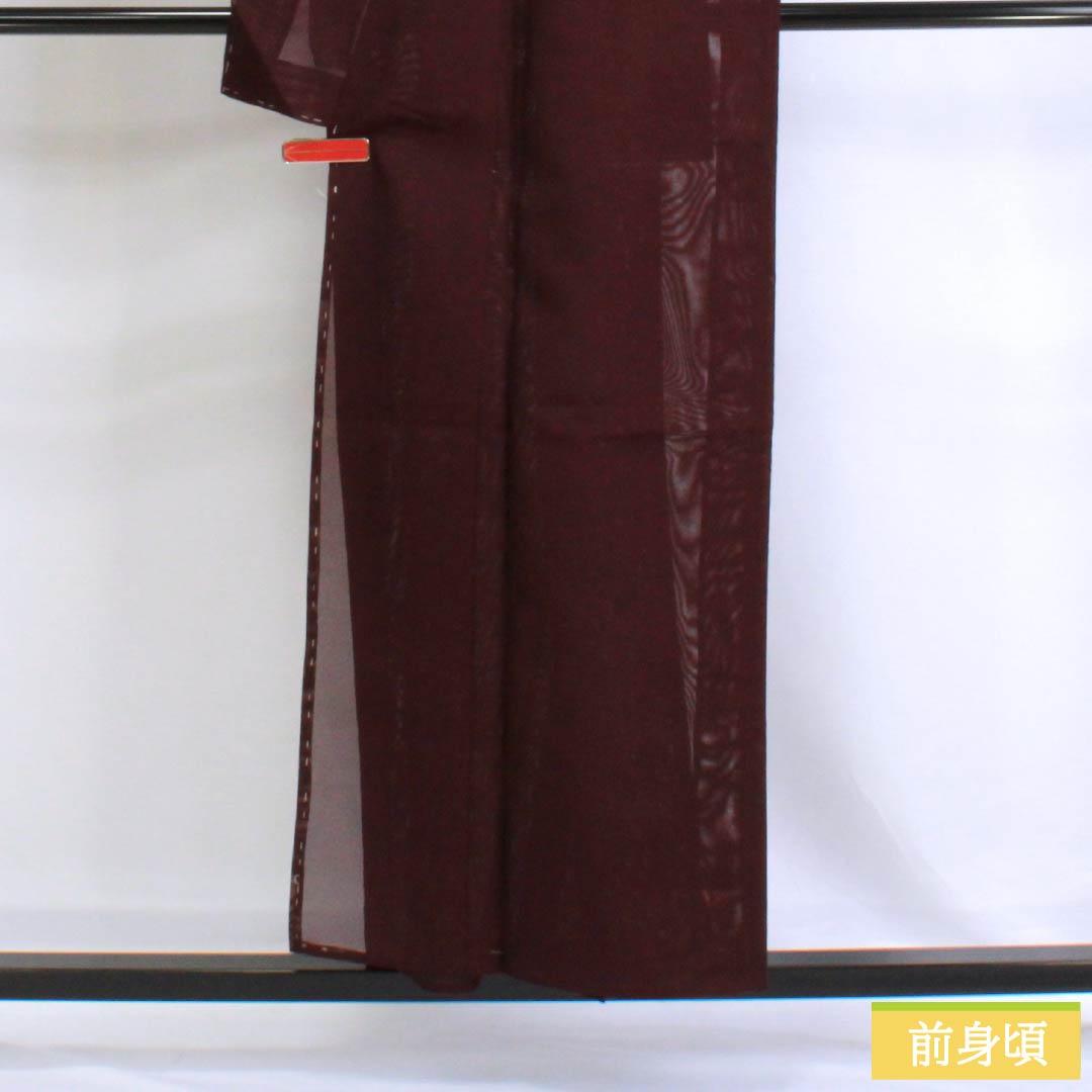 夏物 ポリエステル 色無地 Aランク 身丈155.5cm 裄丈62.5cm 木蘭色（もくらんじき） しつけ糸付き 洗える着物 絽 紫系 1132003143320