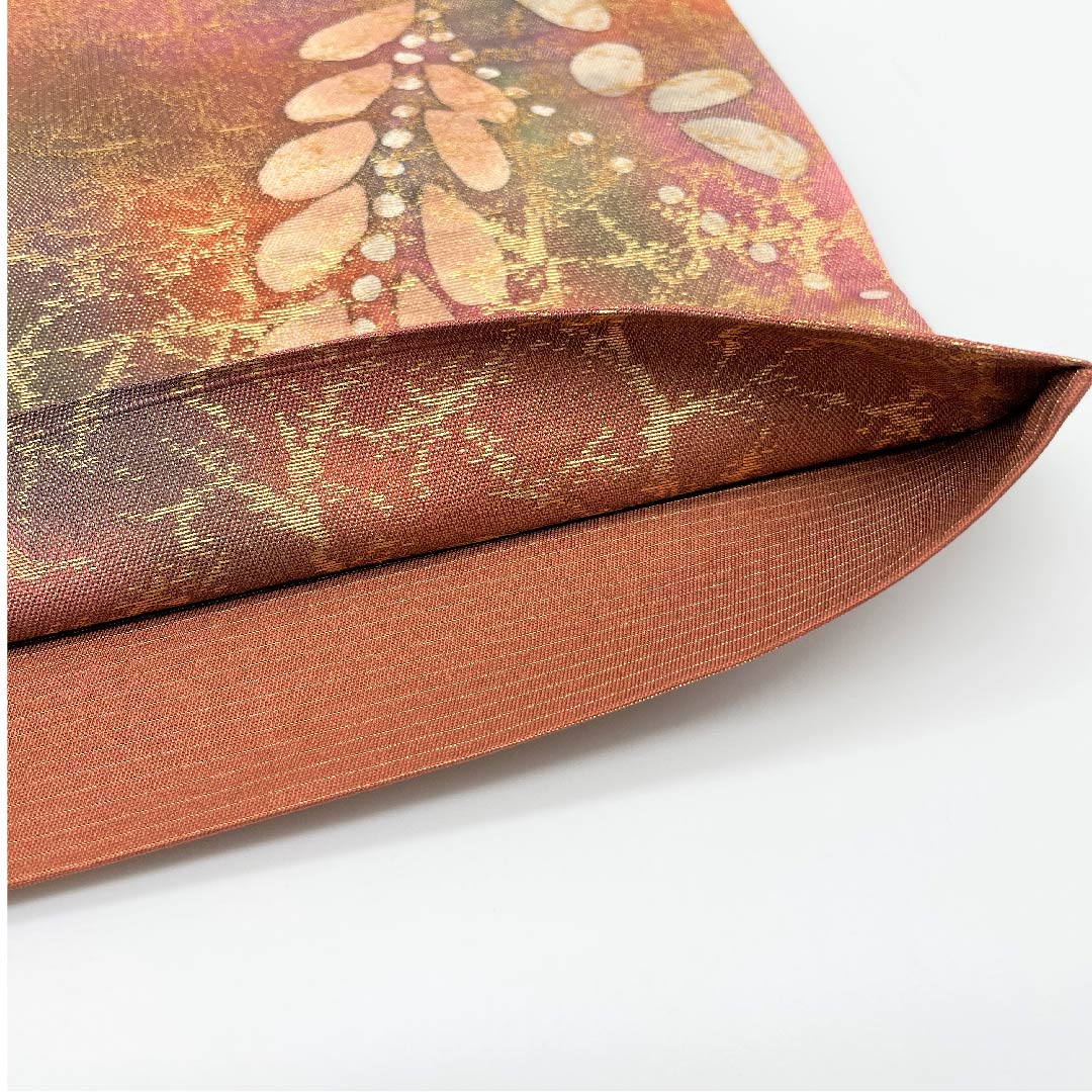 袋帯 檜皮色（ひわだいろ） 辻ヶ花 作家物 帯丈440cm 正絹 Sランク ポイント柄 フォーマル 茶系 1123005322314