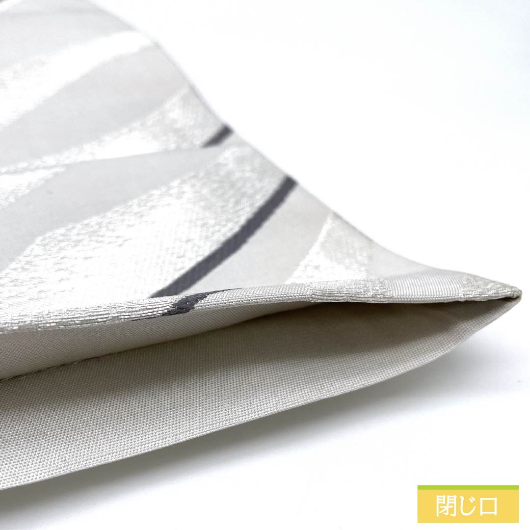 袋帯 正絹 白鼠色（しろねずいろ） 抽象模様 帯丈444cm Aランク 六通 セミフォーマル グレー系 1123012183322