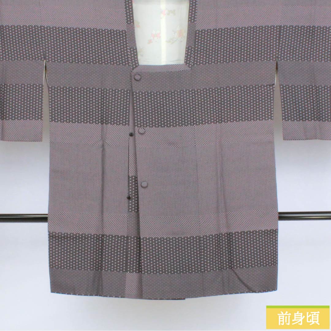道行コート 正絹 Aランク 身丈89cm 裄丈65cm 鳩羽色（はとばいろ） 江戸小紋 袷 紫系 1117001433920