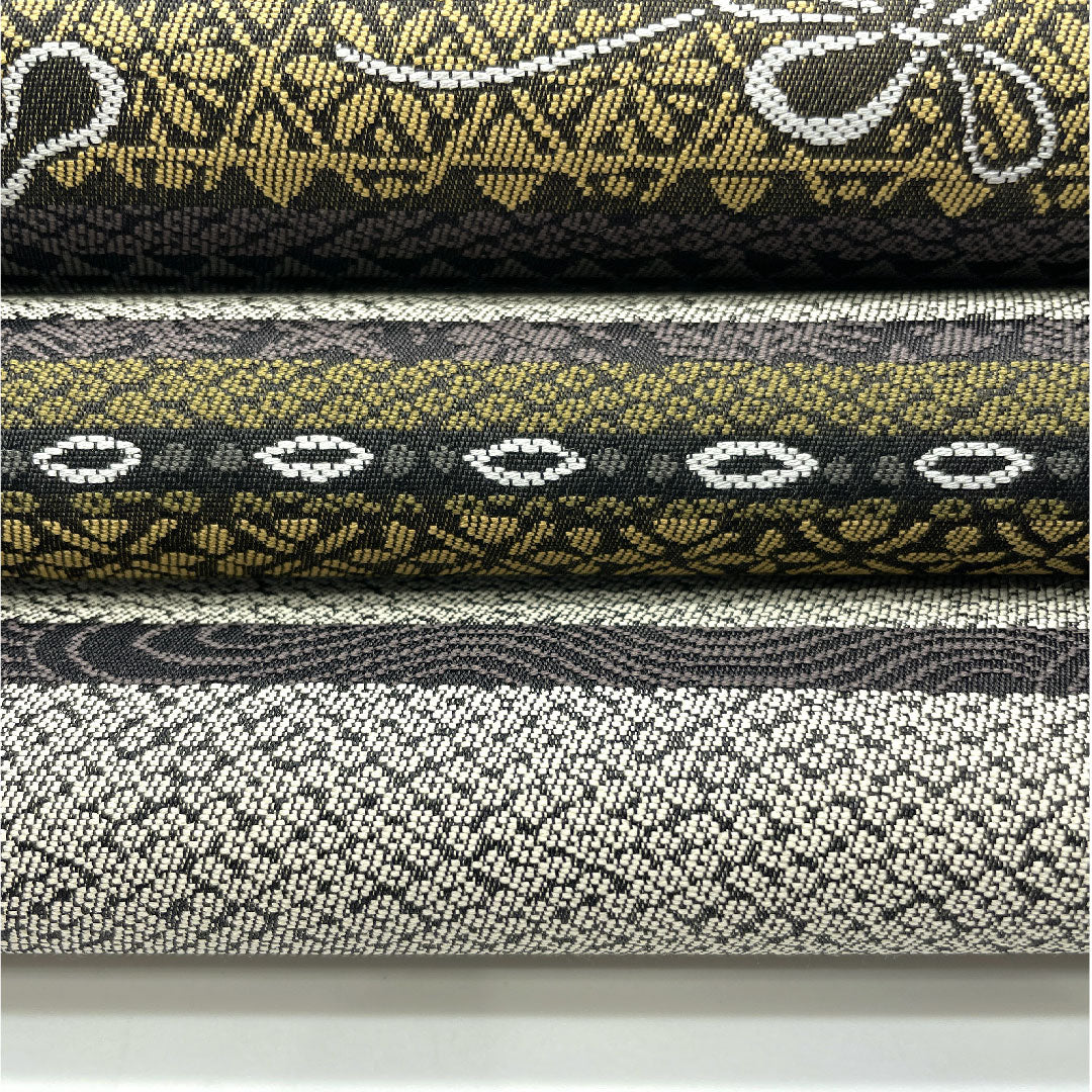 袋帯 両面全通 横段 抽象模様 リバーシブル 帯丈452cm 正絹 Sランク 全通 カジュアル グレー系 1123004592422