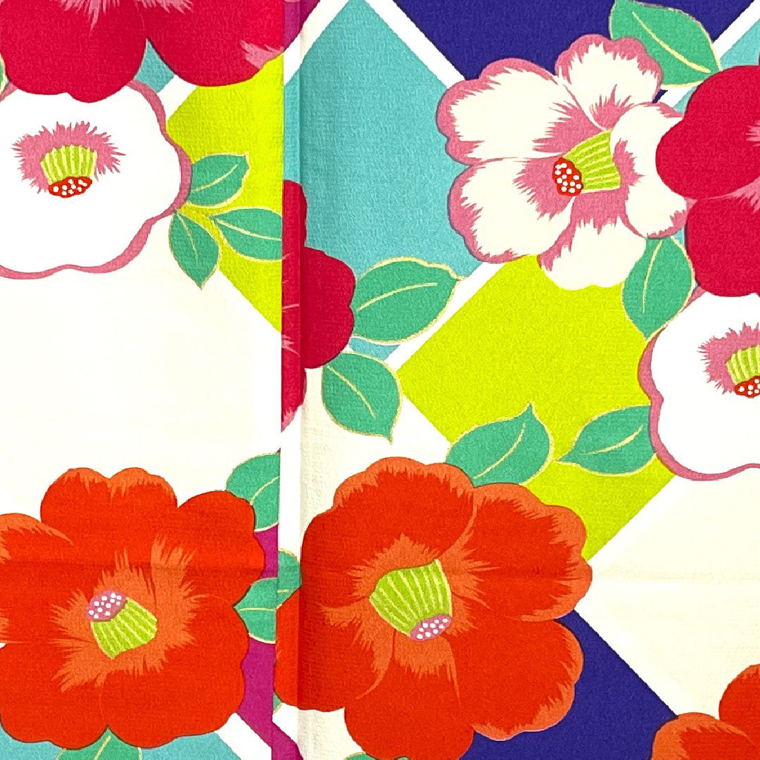 振袖 身丈166cm 裄丈67cm 袷  洗える着物 椿  ポリ Sランク グラデ 1113001122599