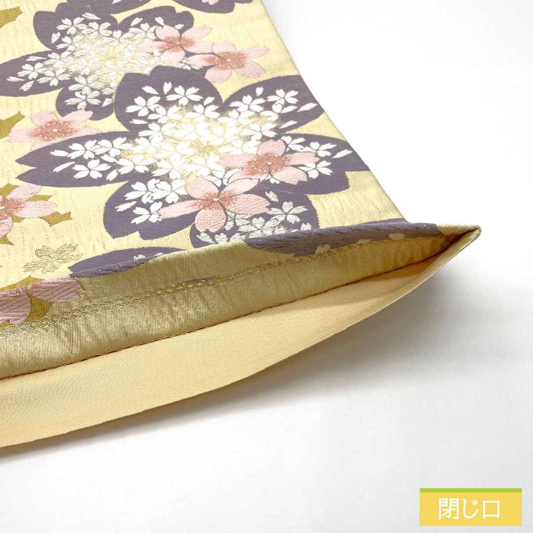 袋帯 正絹 Sランク 薄卵色（うすたまごいろ） 西陣織 振袖用 桜 帯丈434cm 六通 フォーマル クリーム系 1123016332315