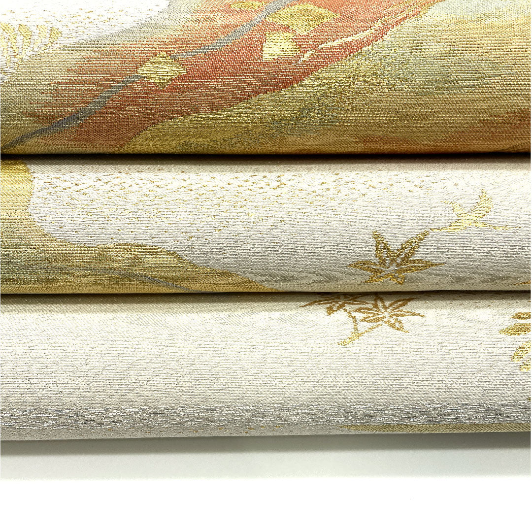 （未仕立）袋帯 となみ織物 流麗州浜文 帯丈454cm 正絹 NEWランク 六通 フォーマル 銀系 1123003571422