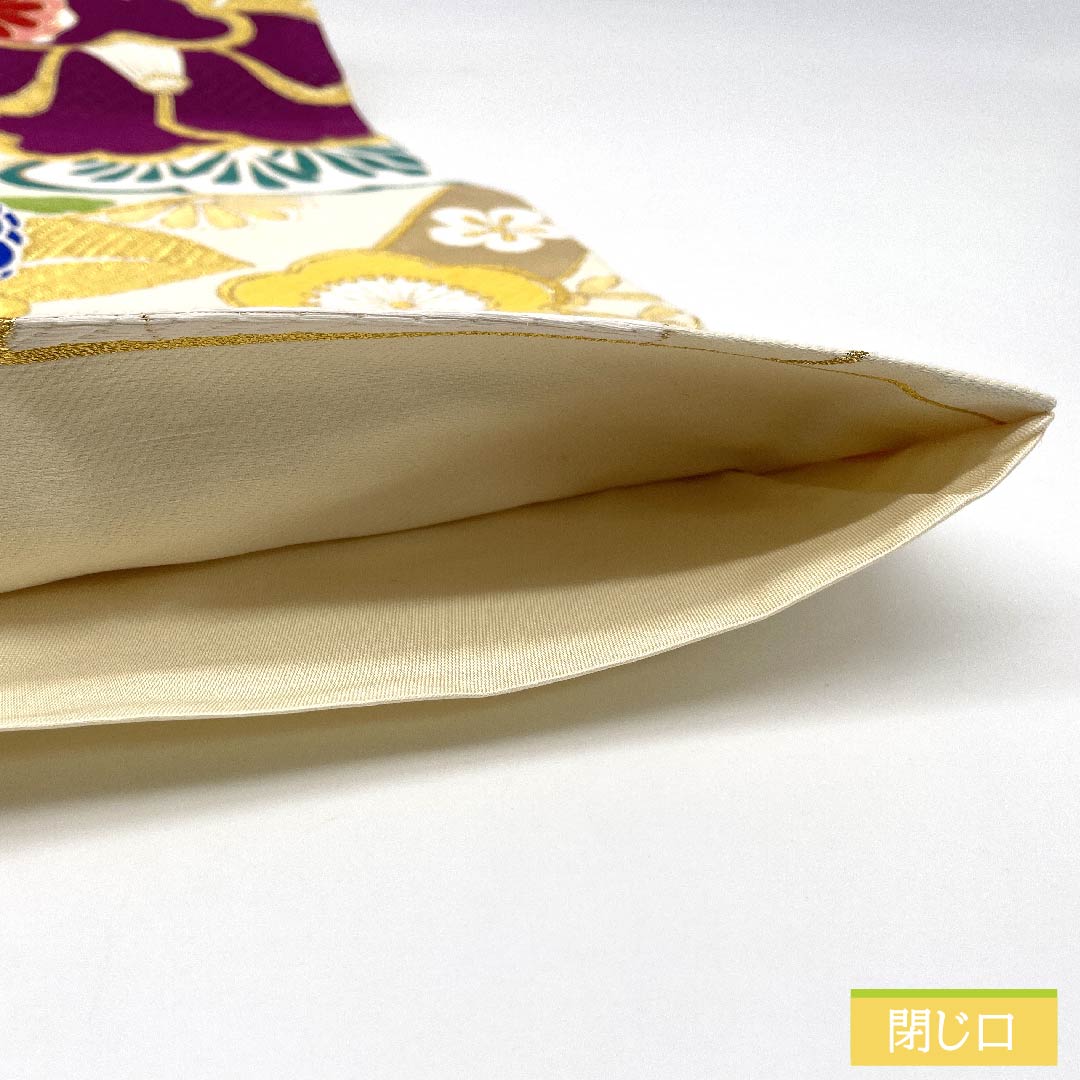 袋帯 正絹 乳白色色（にゅうはくしょくいろ） 松竹梅 椿 桜 七宝 帯丈436cm Sランク 六通 フォーマル クリーム系 1123011662315
