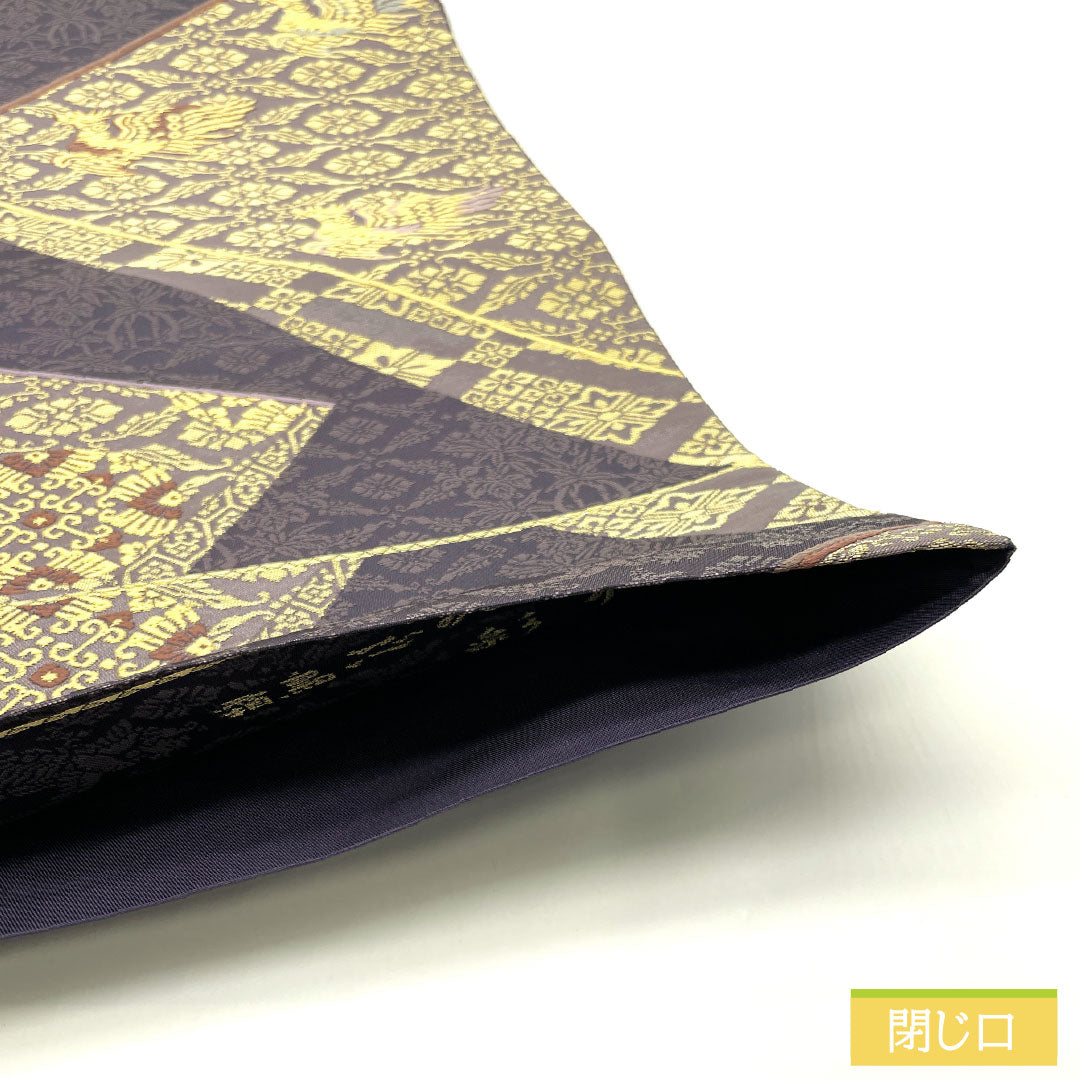 袋帯 正絹 Sランク 陰山織物 西陣織 箔屋清兵衛 彩り天目 霜鳥忍の世界 帯丈442cm 六通 フォーマル 紫系 1123016662320