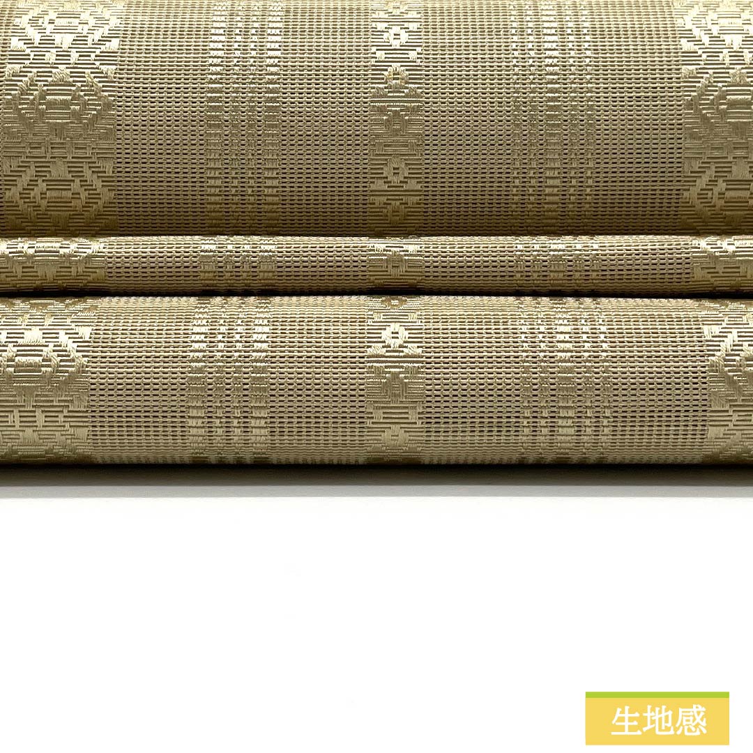 名古屋帯 正絹 Sランク 開き仕立て 枯野色（かれのいろ） 博多織 献上柄 夏帯 帯丈372cm 全通 カジュアル ベージュ系 1124014462325