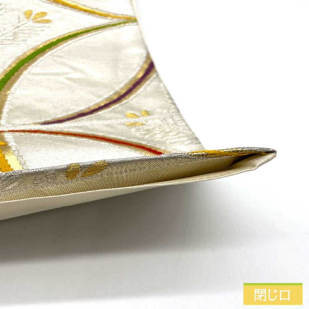 袋帯 正絹 振袖用 留袖用 七宝 帯丈428cm Sランク 六通 フォーマル 銀系 1123013562322