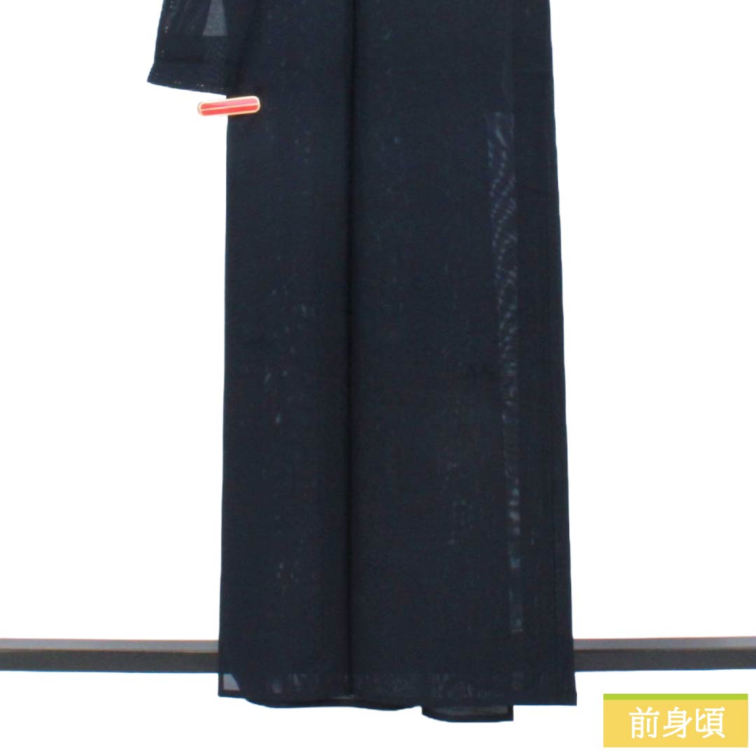 夏物 正絹 色無地 Aランク 身丈159.5cm 裄丈64.5cm 濃紺色（のうこんいろ） 草花模様 紋紗 紗 紺系 1132003723318