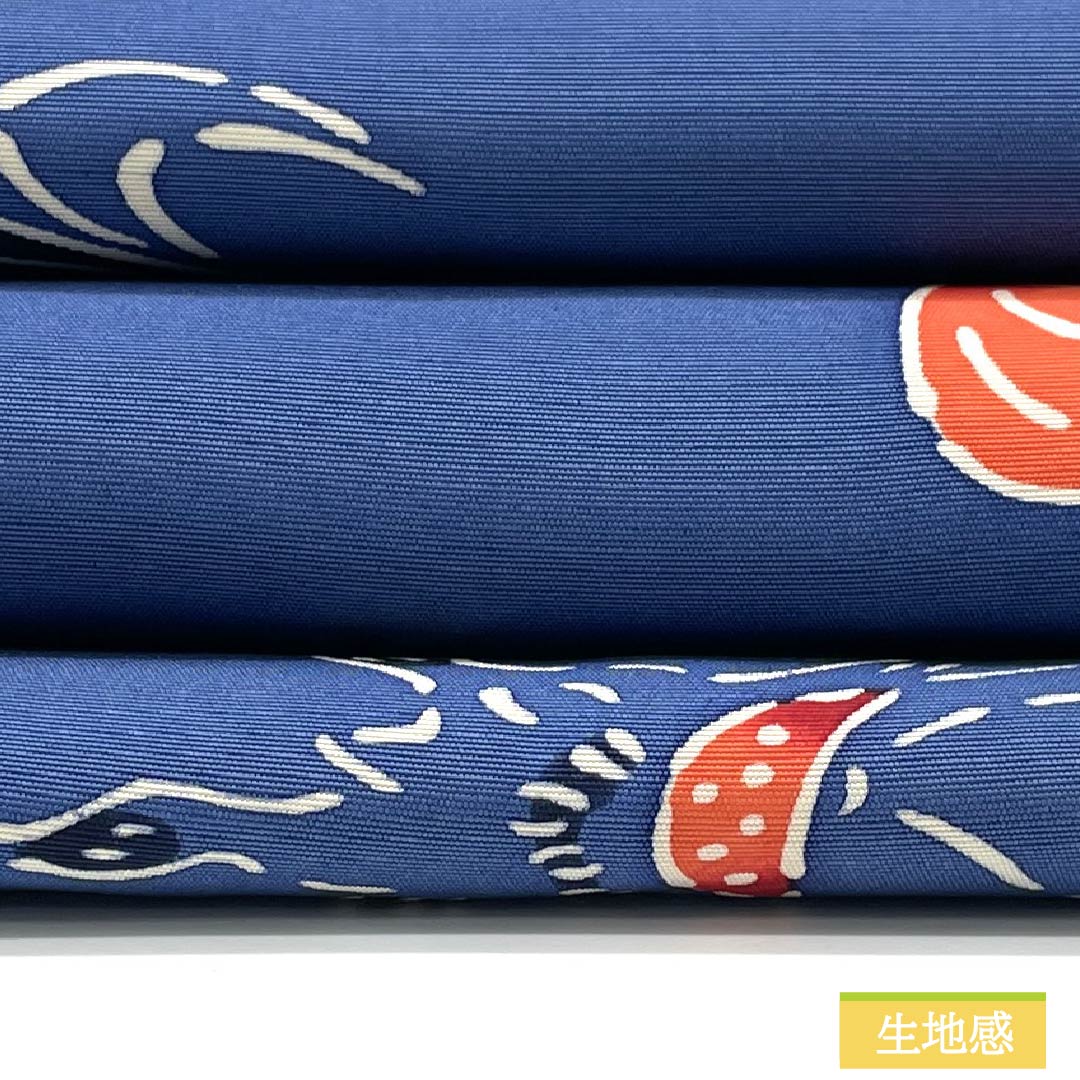 Nagoya Obi, Pure Silk, Grade A, Tsuyukusairo (Dew Grass Green), Stencil Dyed with Bingata-inspired Floral Pattern, 350cm Long, Pointed Pattern, Casual Style, Blue, Product Number: 1124010583317, Nagoya Style