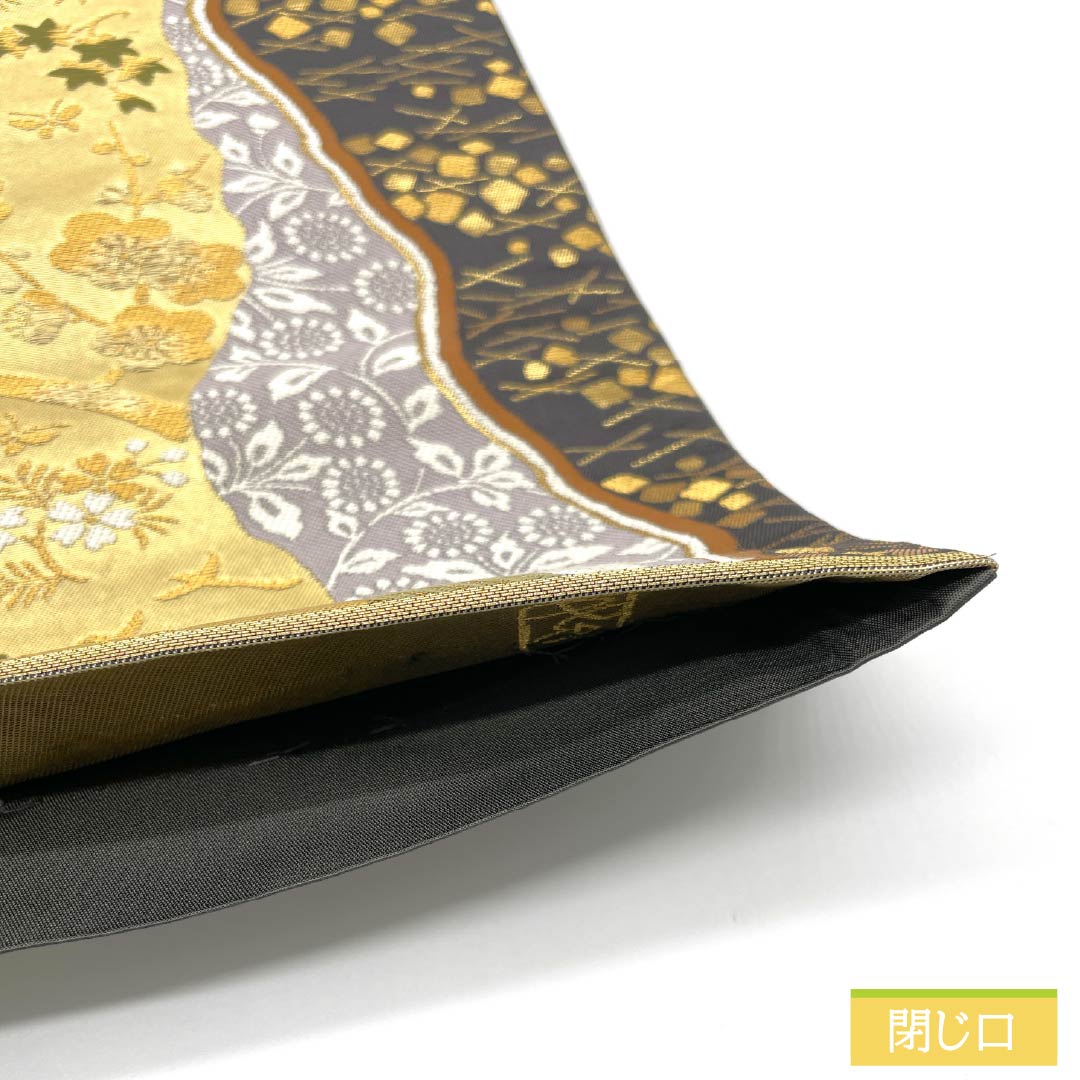 未使用品　和服帯　正絹　本唐織　吉祥文様　袋帯(六通) 帯封付 リサイクル着物】袋帯 正絹 唐織 吉祥文様 加納幸 留袖用 帯丈440cm S